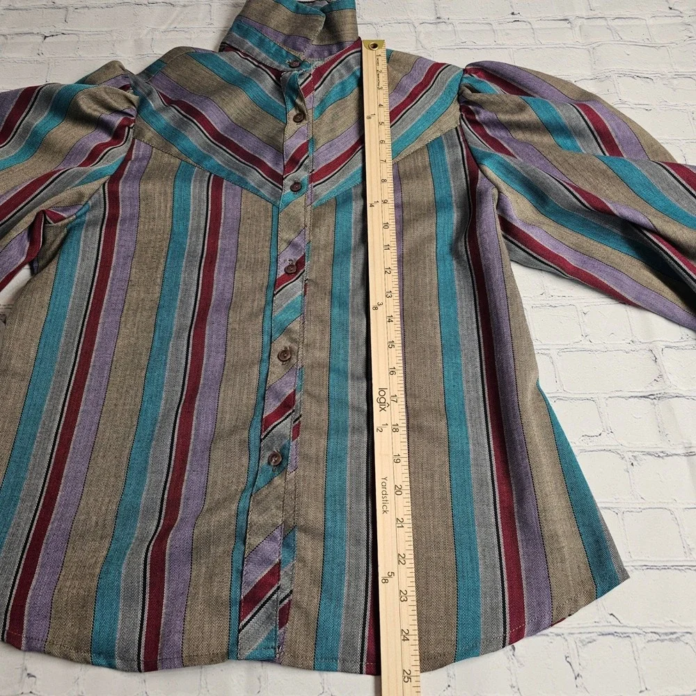 Vintage Western Sophisticates Pendleton Striped Pleated Skirt‎ Set Blouse 13/14